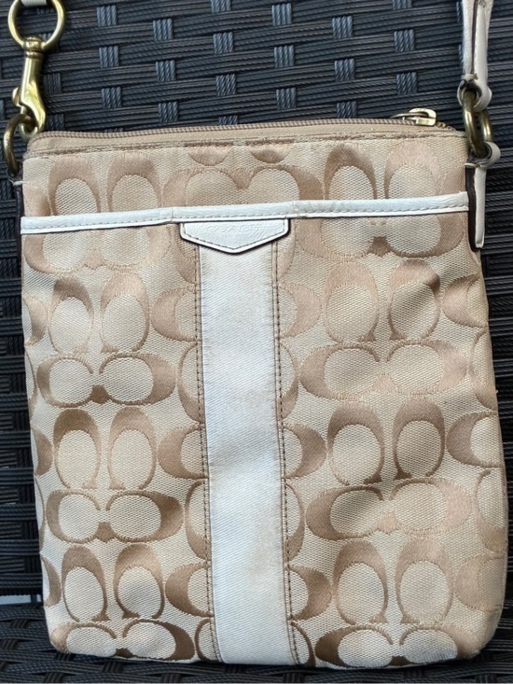 Coach Beige/Cream Signature Crossbody Bag